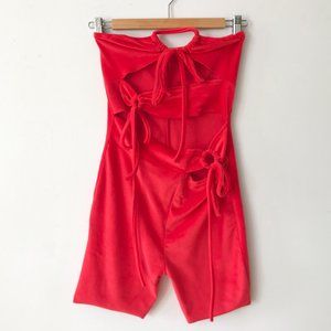RED VELVET STRETCHY CUT OUT BODY SUIT